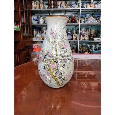 Cây Cảnh, Đồ Trang Trí Quận Gò Vấp - Hồ Chí Minh Bình Hoa Men Rạn, Khắc Nổi Chim Sẻ Với Hoa Mai Đào Cây Cảnh, Đồ Trang Trí Quận Gò Vấp - Hồ Chí Minh Bình Hoa Men Rạn, Khắc Nổi Chim Sẻ Với Hoa Mai Đào
