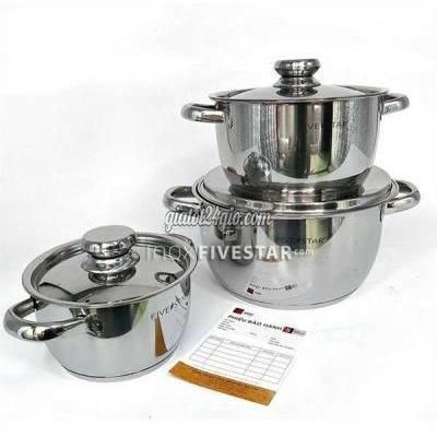 Dụng Cụ Nhà Bếp Thành Phố Biên Hòa - Đồng Nai Bộ Nồi Inox Fivestar 3 Cái Cao Cấp. Ship 15k Dụng Cụ Nhà Bếp Thành Phố Biên Hòa - Đồng Nai Bộ Nồi Inox Fivestar 3 Cái Cao Cấp. Ship 15k