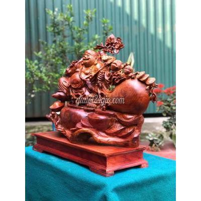 Tượng Trang Trí Nam Sách Hải Dương Tượng Gỗ Di Lặc Kéo Bao Vác Cành Đào _ Mỹ Nghệ Âu Lạc