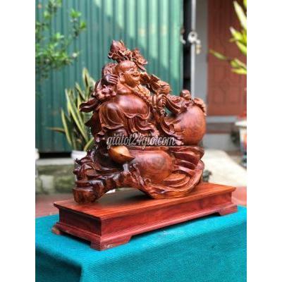 Tượng Trang Trí Nam Sách Hải Dương Tượng Gỗ Di Lặc Kéo Bao Vác Cành Đào _ Mỹ Nghệ Âu Lạc