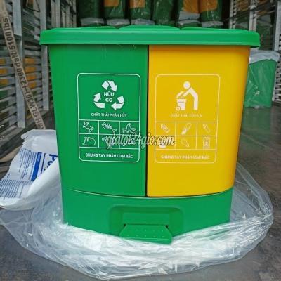 Thùng Nhựa Quận 12 Hồ Chí Minh Thung Rac Nhưa 2 Ngăn Đap Chân Dung Tich 40lit
