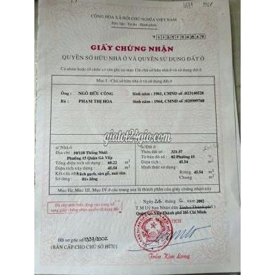 Bán Nhà Gò Vấp - Hồ Chí Minh Bán Nhà Gò Vấp - Hồ Chí Minh