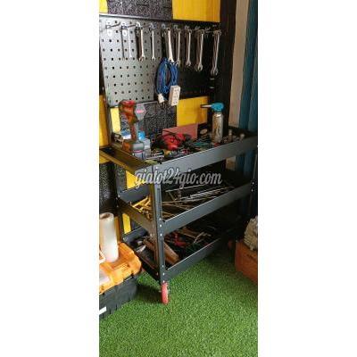 Phụ Tùng Ô Tô, Phụ Tùng Xe Máy Quận 12 Hồ Chí Minh Xe Đẩy 3 Ngăn Kết Hợp Với Bảng Treo Dụng Cụ Và Khay Nhựa