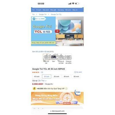 Tivi, Âm Thanh Quận Bình Thuỷ - Cần Thơ Google Tivi Tcl 4k 50 Inch 50p635 Tivi, Âm Thanh Quận Bình Thuỷ - Cần Thơ Google Tivi Tcl 4k 50 Inch 50p635