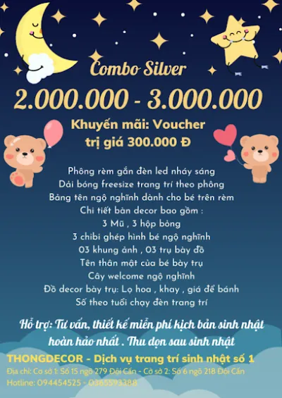 dịch vụ trang trí sinh nhật - đội cấn hà nội - văn phòng công ty