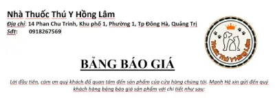 thuốc thú y hồng lâm - hiệu thuốc