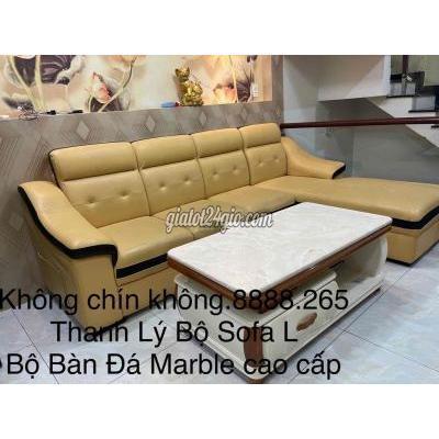 bàn ghế quận 10 - hồ chí minh bộ sofa l và bàn đá marble cao cấp