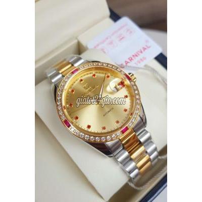 Đồng hồ nam - thủ đức - hồ chí minh | Đồng Hồ Cơ Nam Cọc Số Đính Đá Canival Mạ Vàng ...