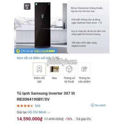 tủ lạnh quận gò vấp - hồ chí minh tủ lạnh samsung inverter 307 lít rb30n4190by