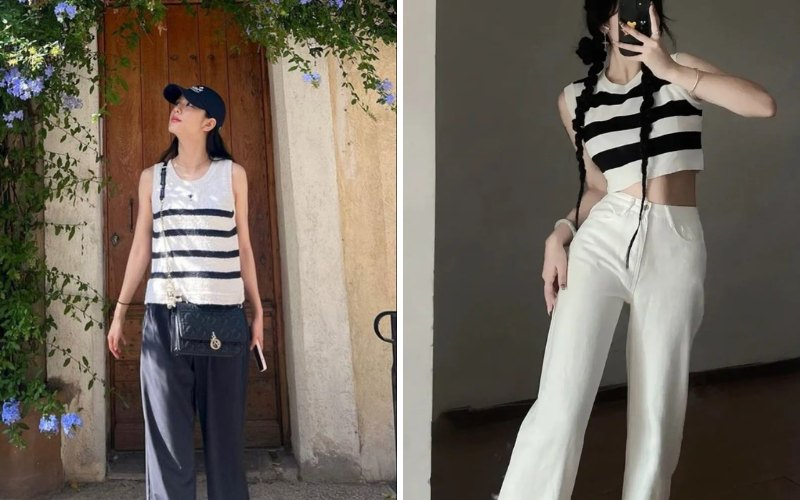 1 Quần ống rộng phối cùng áo tanktop