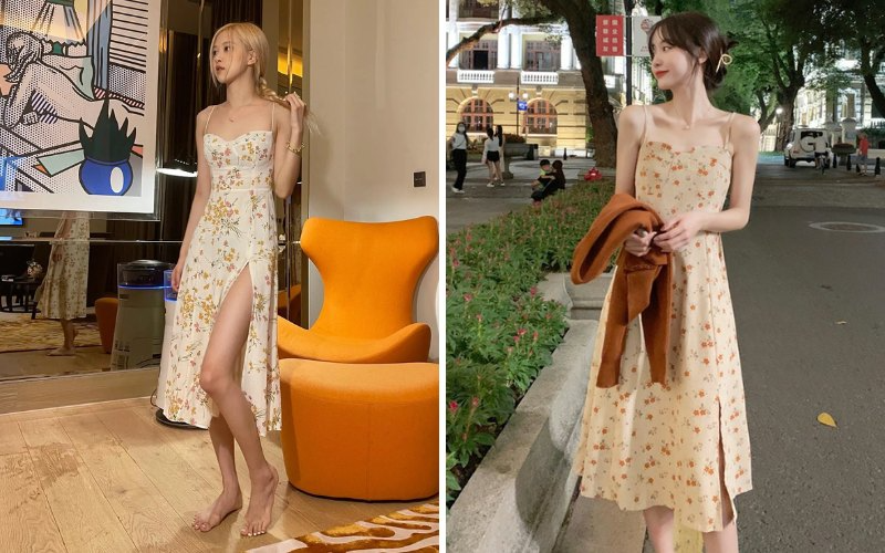 3 Đầm hai dây xẻ tà