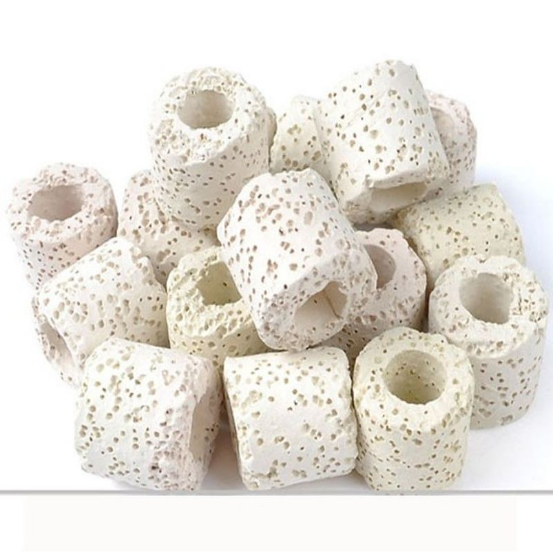 5 viên Sứ nhẫn trắng loại tốt (sứ lỗ) lọc vi sinh hồ cá...