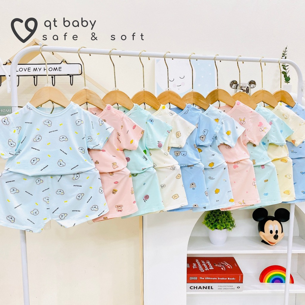 [A144 - Mềm, Mát] Bộ Cộc Tay Thun Lạnh Ava Cổ Tròn, Cúc Vai, Nền M...