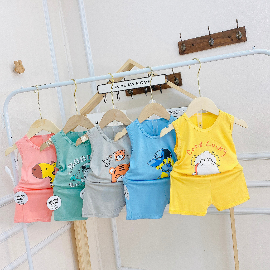 [A145 - Được Chọn Mẫu, Mềm, Mát] Bộ Ba Lỗ Thun Lạnh Minky Moom In ...