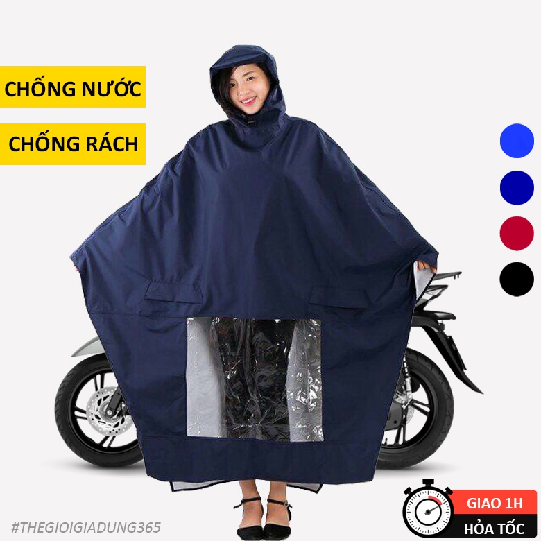 Áo Mưa Đi Xe Máy 1 Người, 2 Người Cánh Dơi Choàng Vải Dù Tổ Ong Ca...