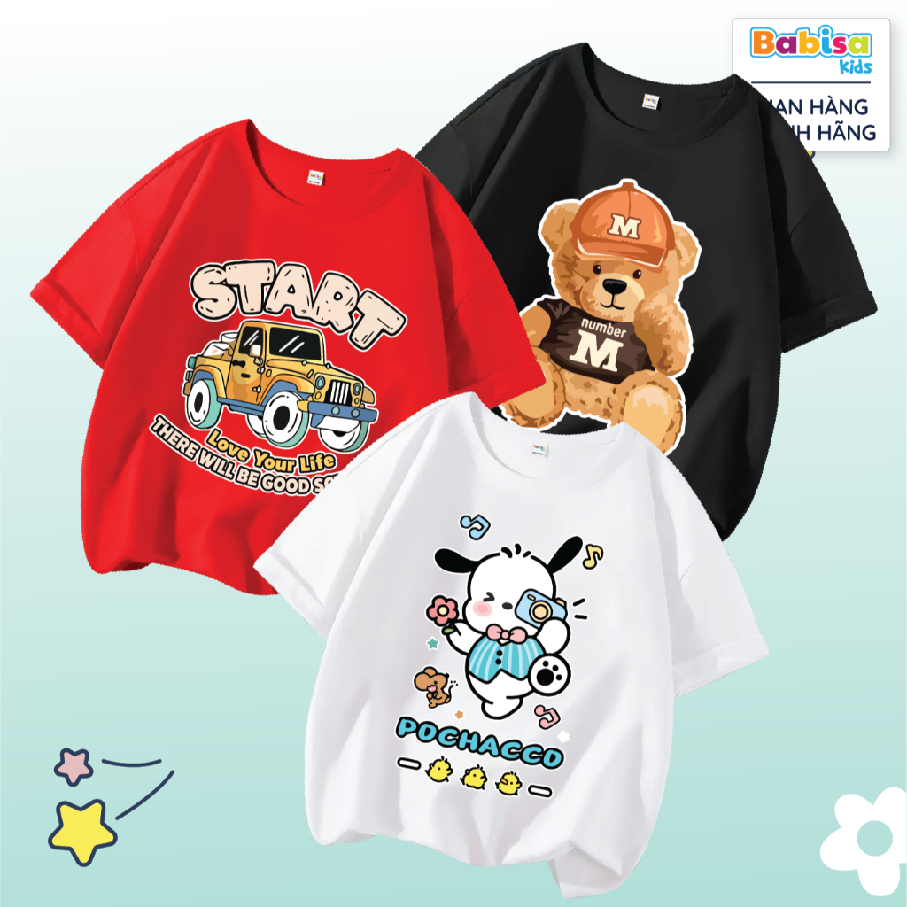 Áo thun cổ tròn bé trai Ô Tô, Gấu, Chú Chó Cứu Hộ PAW BABISA KIDS ...