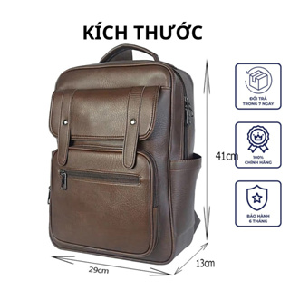 Balo da nam đựng laptop chất liệu da PU cao cấp chống nước thời tr...