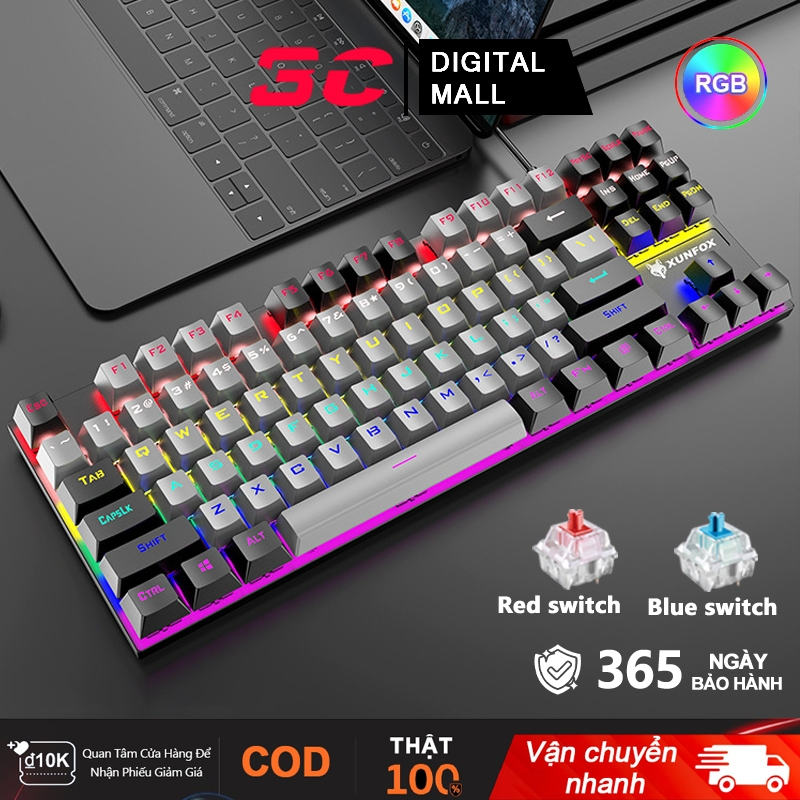 Bàn phím cơ máy tính để bàn laptop chơi game chống thấm nước có dâ...