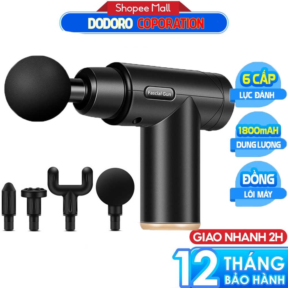 [BH 1NĂM] Máy mát xa cầm tay, máy massage DO720 toàn thân Với 4 Đầ...