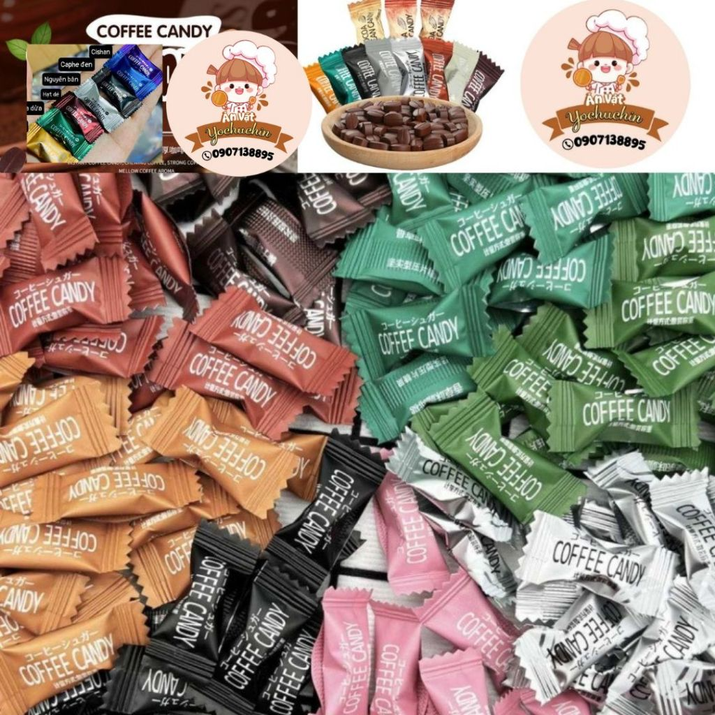 Bịch 100g100 viên coffee candy, kẹo cà phê không đường, cafe ăn ki...
