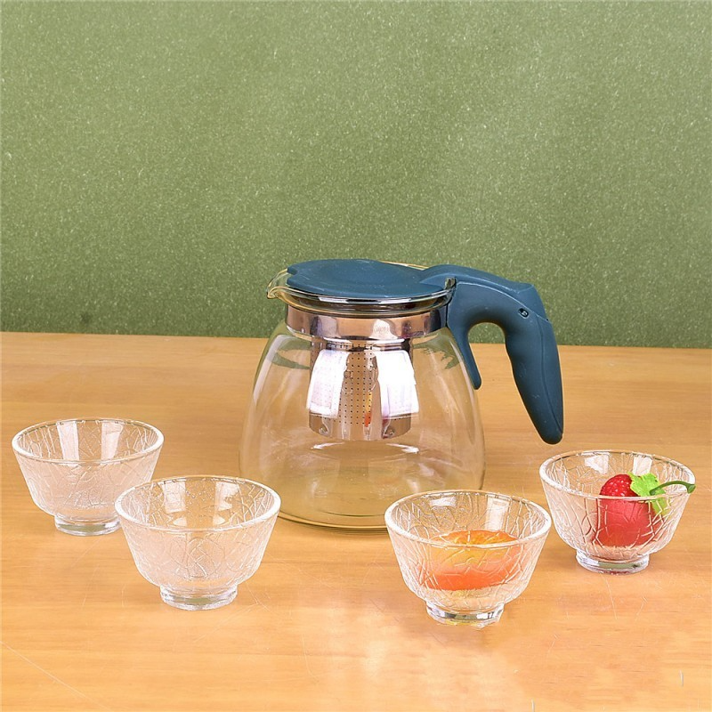 Bộ Ấm Trà Thuỷ Tinh Cao Cấp - 1 Bộ Gồm  1 Bình và 4 Ly Thuỷ Tinh_B...