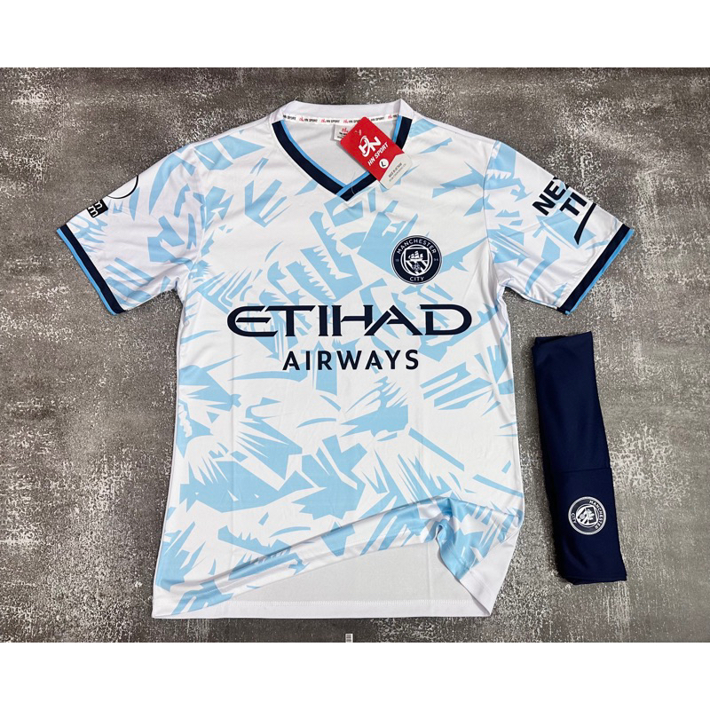 Bộ Quần Áo Bóng Đá Nam Nữ MAN. CITY TRẮNG VÂN XANH - Đồ Đá Banh Tr...