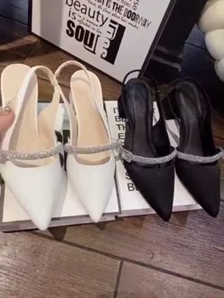 [Chính Hãng] Sục Cao Gót Mũi Nhọn Quai Ngang_Giày Cao Gót Sang Chả...