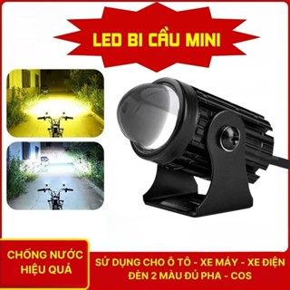 Đèn Trợ Sáng Bi Cầu Mini Đèn Pha Xe Máy Xe Điện Hai Màu Vàng Trắng...
