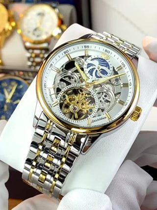 Đồng hồ Olevs nam automatic lộ cơ có dạ quang,Đồng hồ lịch ngày đê...