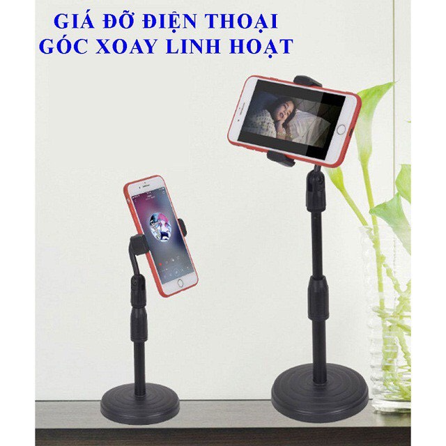 Giá Đỡ Điện Thoại Để Bàn Livestream Kẹp Chắc Chắn Xoay 360 Độ Dùng...