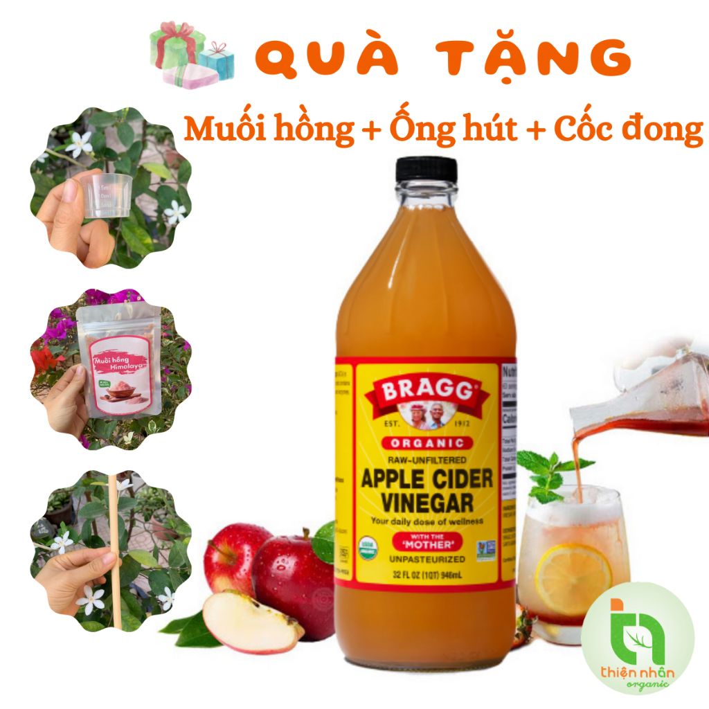 Giấm táo hữu cơ Bragg 473ml  946ml Hàng Mỹ...