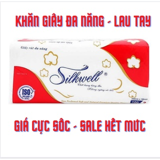 Giấy ăn giấy rút đa năng lau tay, lau bếp gói 100 tơ x 2 lơp Silkw...