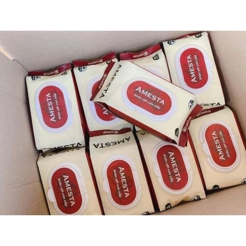 Gói khăn ướt cao cấp Amesta 120 tờ không mùi an toàn tiện lợi...