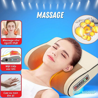 Gối massage cổ vai gáy, máy massage hong ngoai 20 bi cao cấp hỗ tr...