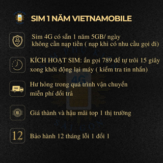 Sim data 4G vào mạng 1 năm, có sẵn 12 tháng không cần nạp tiền 5GB...