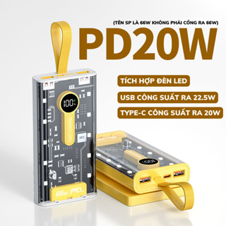 Sạc dự phòng trong suốt 66W, Hỗ Trợ Sạc Nhanh Chuẩn PD, Chính hãng...