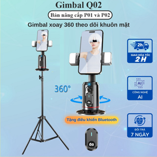 Gimbal AI bản cao cấp Q02 full phụ kiện xoay 360 độ, tích hợp đèn ...