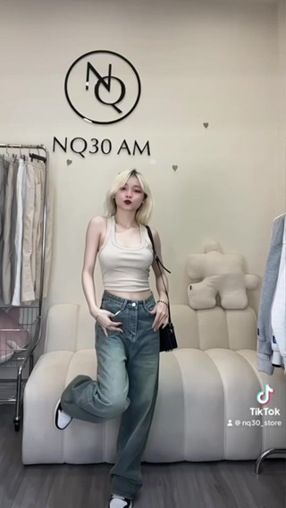 Quần Jeans Dài Wash NQ30 Ống Rộng Cạp Cao Tôn Dáng Nam Nữ Unisex...