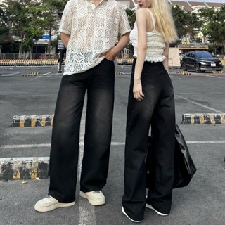 Quần Jeans Dài Wash NQ30 Ống Rộng Cạp Cao Tôn Dáng Nam Nữ Unisex...