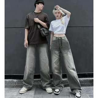 Quần Jeans Dài Wash NQ30 Ống Rộng Cạp Cao Tôn Dáng Nam Nữ Unisex...
