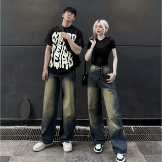 Quần Jeans Dài Wash NQ30 Ống Rộng Cạp Cao Tôn Dáng Nam Nữ Unisex...