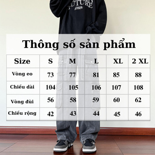 Quần Jean Túi Hộp Nam Nữ Ống Suông Kèm Dây Đai Phong Cách HIPHOP Q...