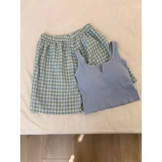 Bộ đồ ngủ mặc nhà Áo Hai Dây Phối Quần Short chất mát kèm mút...