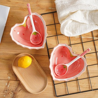Chén Bát Sứ Hình Trái Tim, Bát Kèm Thìa Sứ Cao Cấp,trang trí,decor...