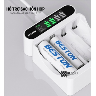 Bộ Sạc 4 pin AA AAA Beston C9023L, mẩu mới 2024 sạc nhanh,tự ngắt ...