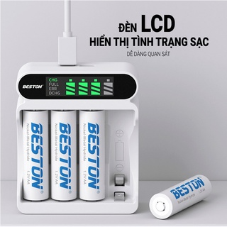 Bộ Sạc 4 pin AA AAA Beston C9023L, mẩu mới 2024 sạc nhanh,tự ngắt ...