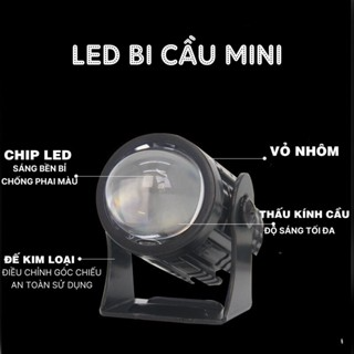 Đèn Trợ Sáng Bi Cầu Mini Đèn Pha Xe Máy Xe Điện Hai Màu Vàng Trắng...