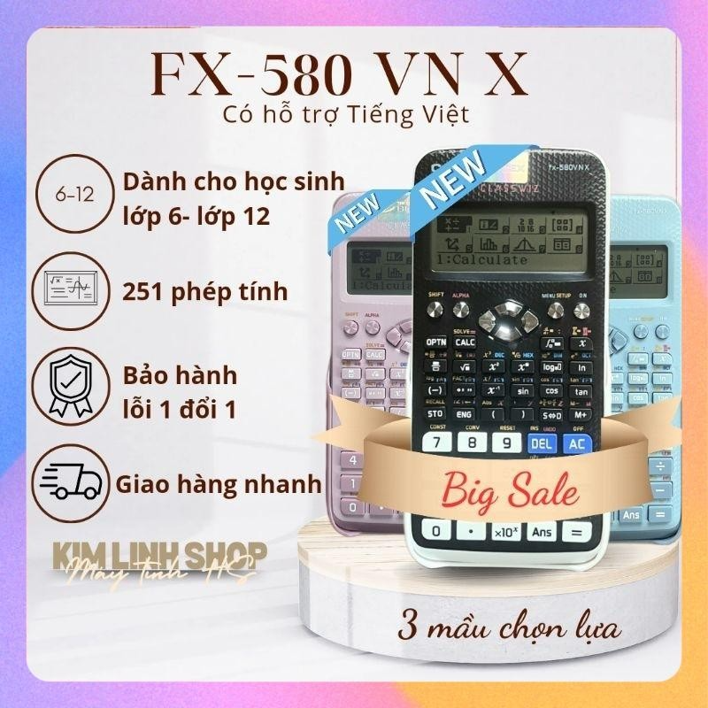 Máy tính FX-580 VNX đủ 3 mầu, máy tính Fx580 dành cho học sinh cấp...