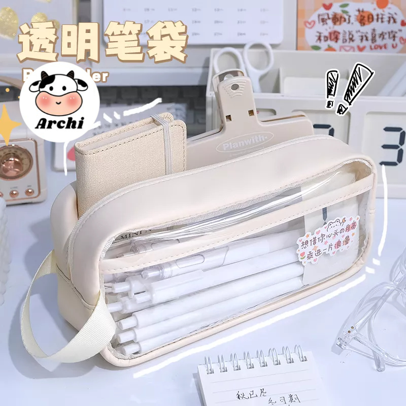 Túi Đựng Bút Trong Suốt Cỡ Lớn Chống Thấm Nước Phong Cách Hàn Quốc...