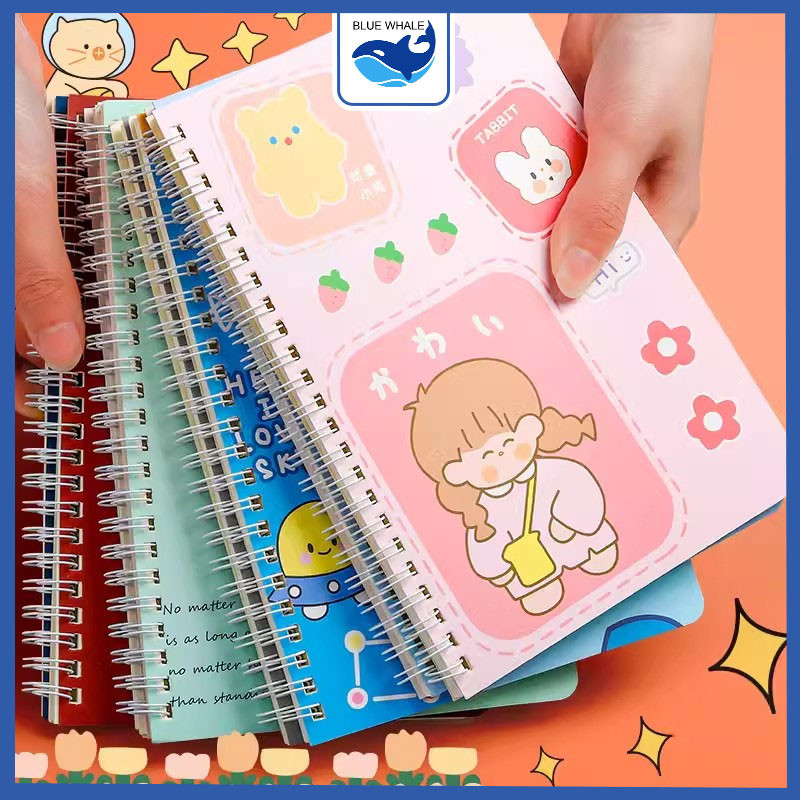 Sổ tay ghi chép lò xo size A5 bìa dễ thương cho bé, 120 trang, nhi...